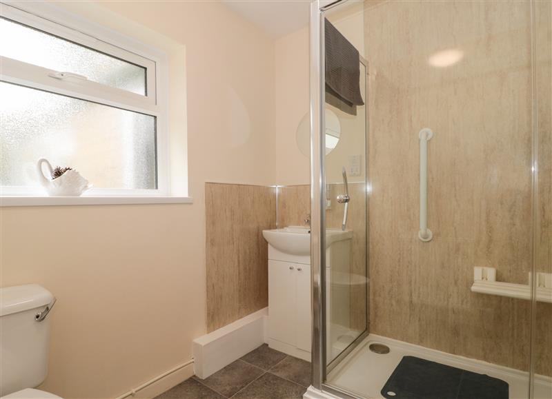 This is the bathroom at Broadlands Bungalow, Combe St Nicholas