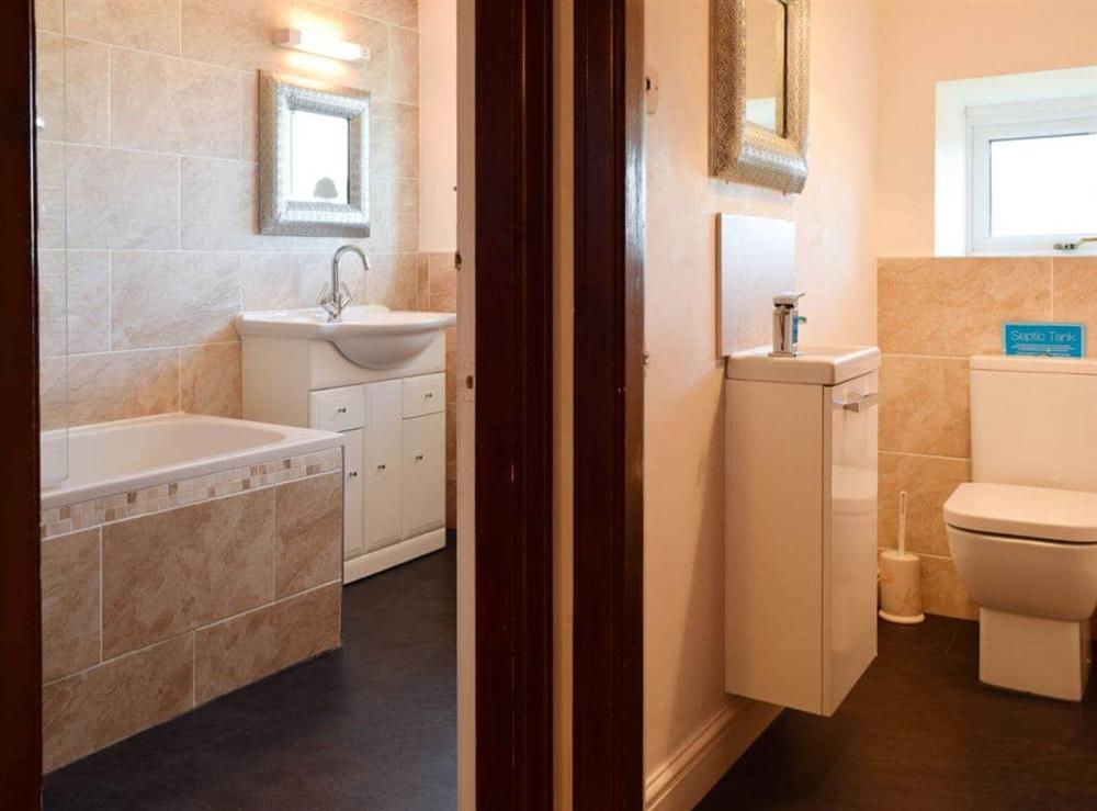 Bathroom and separate WC at Broadmeadows Farm in Butterton, Staffordshire., Great Britain