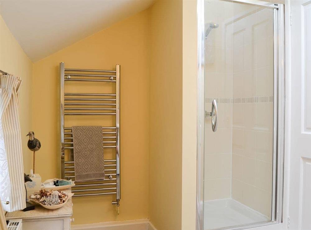 Shoer room with heated towel rail