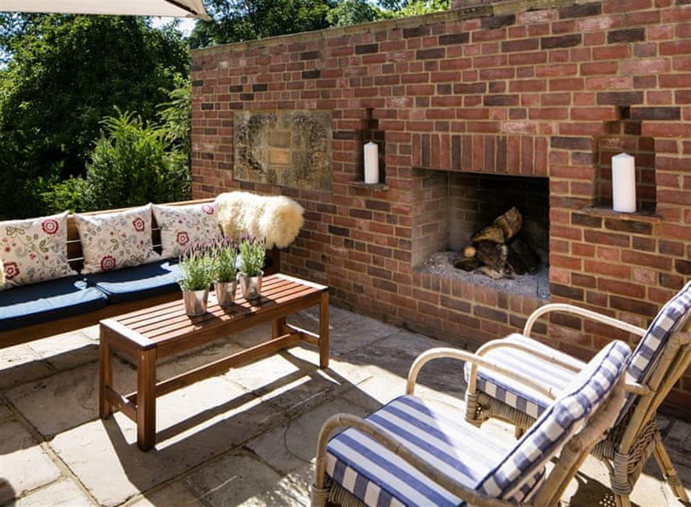 Sitting-out-area at Brockwood Farmhouse in West Meon, England