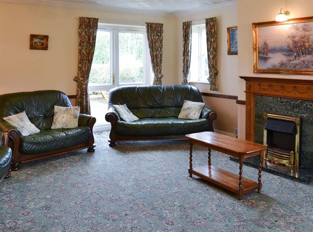 Welcoming living room with feature fireplace at Brompton Lodge in Potter Brompton, Scarborough, N. Yorks., North Yorkshire