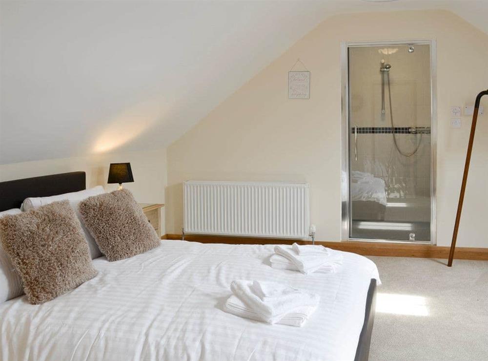 Third double bedroom with shower cubicle at Llofft Storws, 