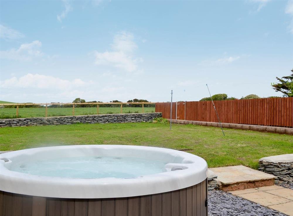 Enclosed lawned garden with patio, garden furniture and private hot tub. (photo 2) at Yr Hen Feudy, 