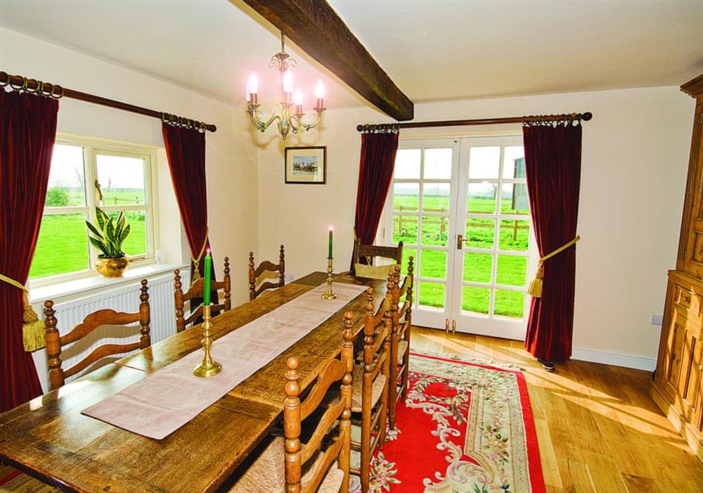 Brook Farm Cottage dining room at Brook Farm Cottage in Middlewich, Cheshire