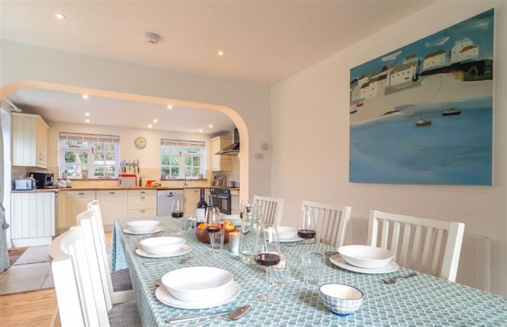 Ground floor: Dining table with seating for six at Brook House, Brinton near Melton Constable