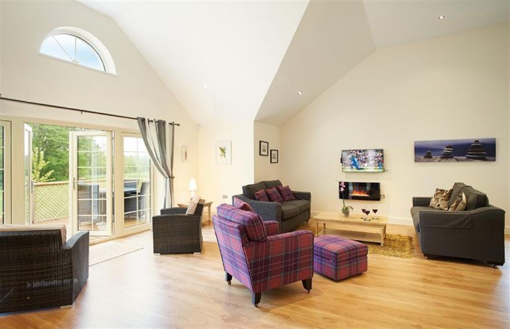 Open plan sitting area at Brook Lodge, Colne Valley