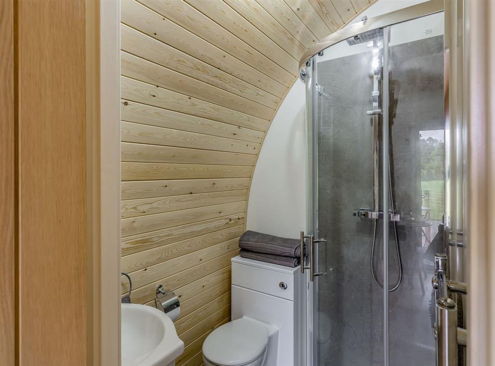 Shower room at Brook Valley Glamping-Beech in Llanfair Caereinion, Powys