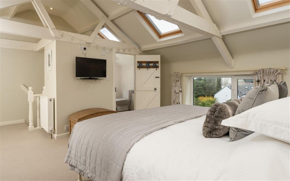 The master suite looks out over the village. at Broome Cottage in Stoke Fleming