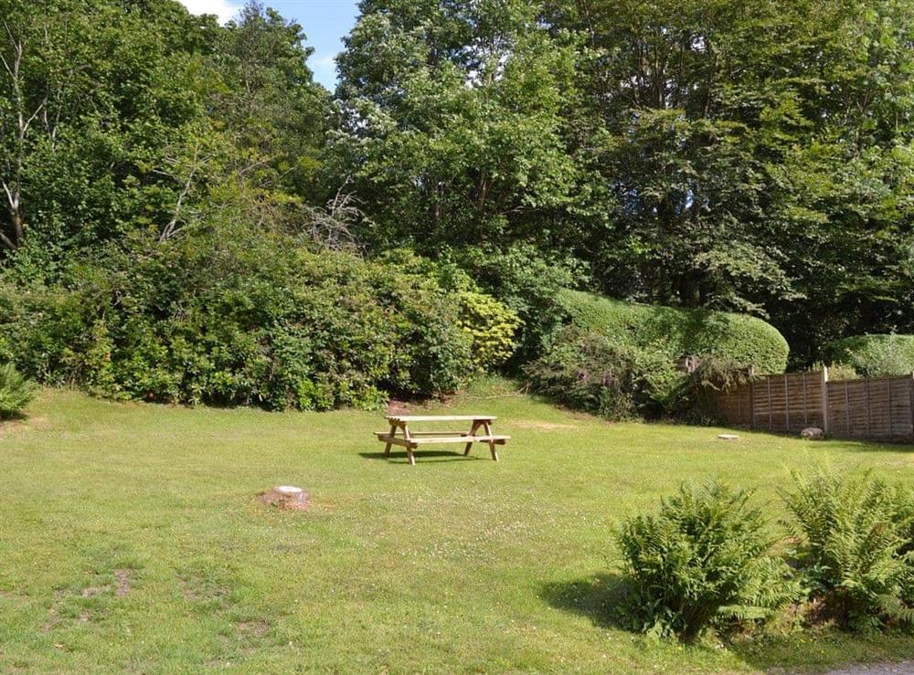 Extensive rear lawned garden area at Broomriggs Cottage in Nr Sawrey, Hawkshead, Cumbria., Great Britain