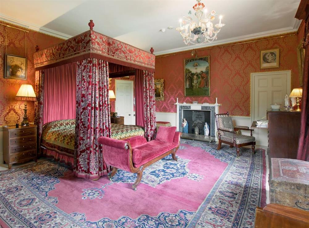 Captain’s four poster double bedroom – first floor at Broughton Hall in Broughton, near Skipton, North Yorkshire