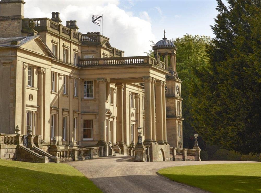 Outstanding façade of Broughton hall at Broughton Hall in Broughton, near Skipton, North Yorkshire