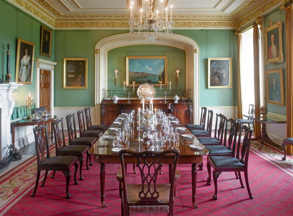 Spacious formal dining room at Broughton Hall in Broughton, near Skipton, North Yorkshire