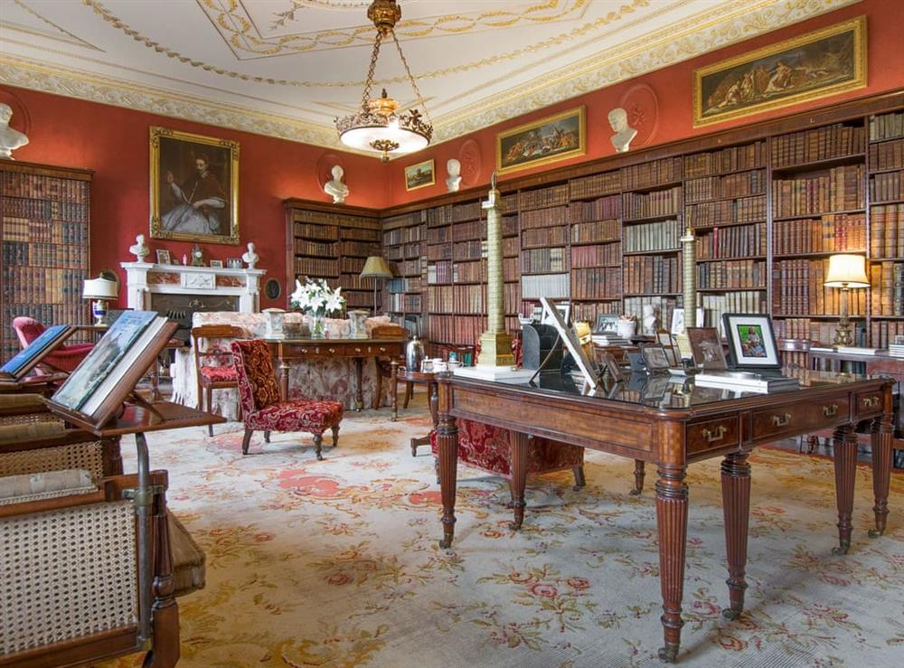 Spectacular library at Broughton Hall in Broughton, near Skipton, North Yorkshire