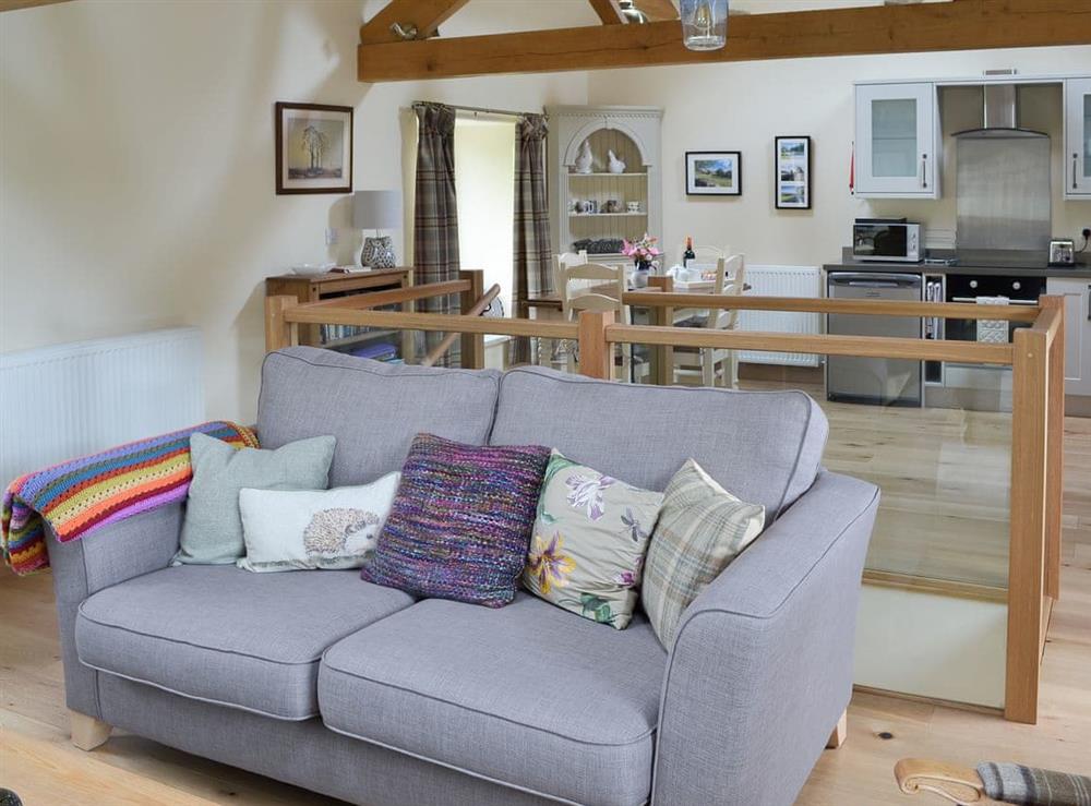 Comfortable beamed living space at Brow View Cottage in Ravenstonedale, near Kirkby Stephen, Cumbria