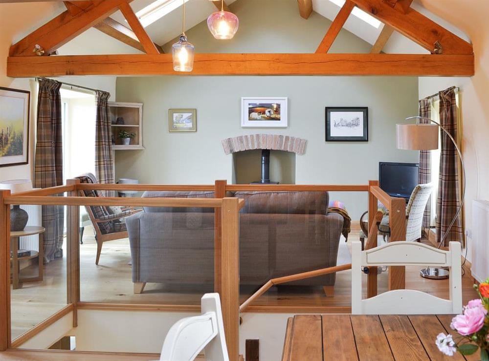 High ceilinged open plan living area at Brow View Cottage in Ravenstonedale, near Kirkby Stephen, Cumbria