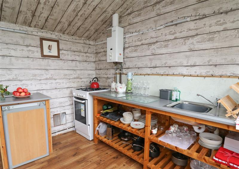 The kitchen at Brown Hare Shepherds Hut, Llangorse