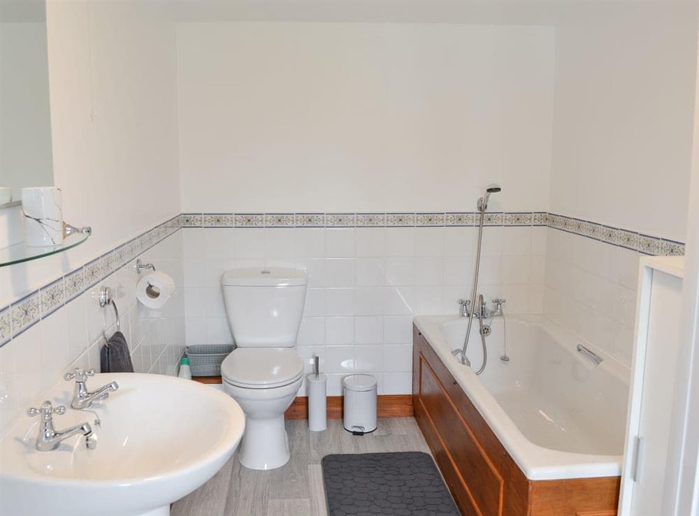 Bathroom with separate shower at Bruces Cottage in Whitecross, near Marazion, Cornwall