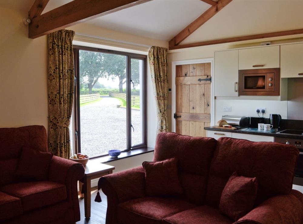 Open plan living space at Brunos Bothy in Wigton, Cumbria