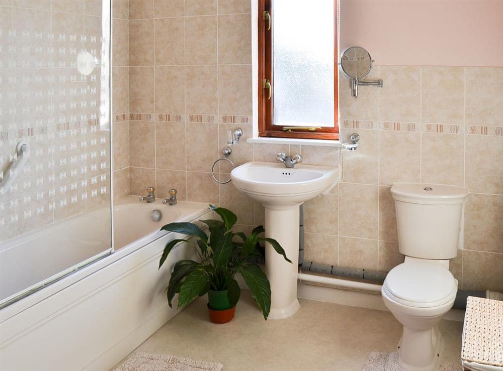 Bathroom with shower over the bath at Bryanstown Annexe in Woodbridge, Suffolk