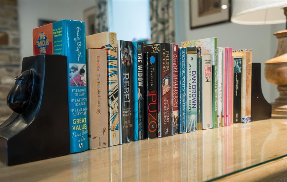 A traditional collection of reading books are available for guests to enjoy  at Bryn Derw, Bodnant Estate