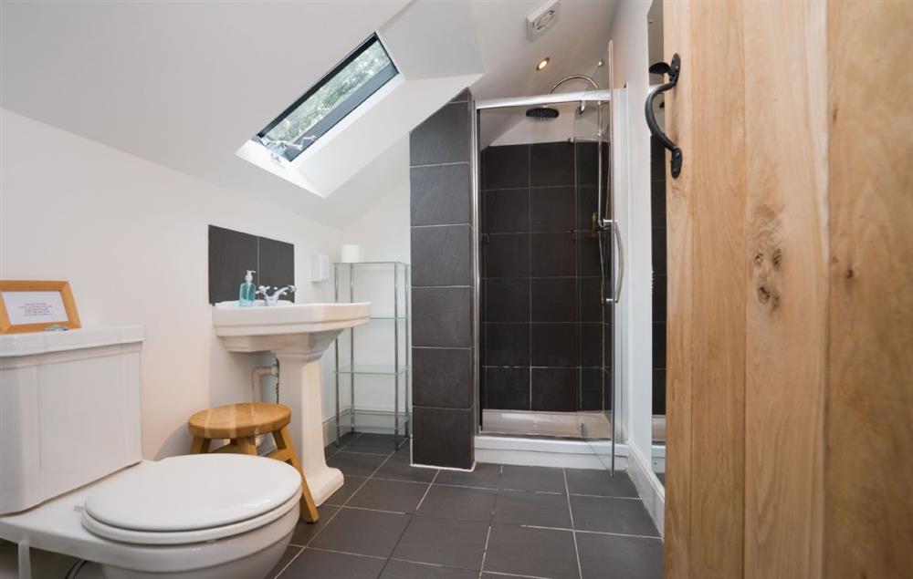 En-suite shower room at Bryn Derw, Bodnant Estate
