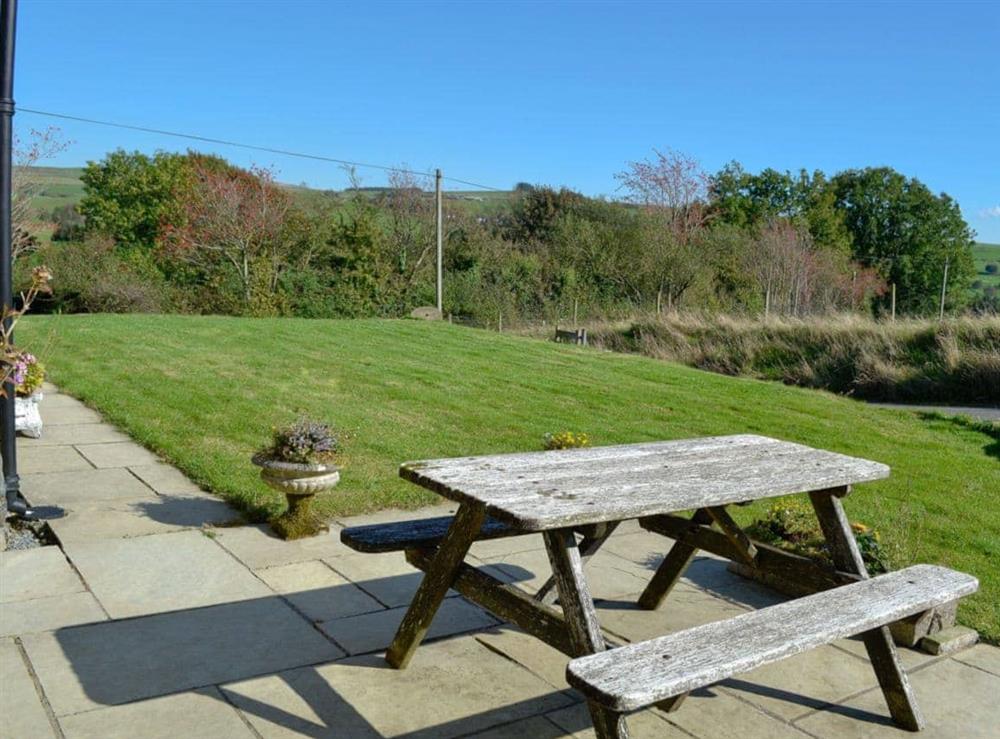 Sitting-out-area with countryside views at Bryn Gwnog in Llanrwst, near Betws-y-Coed, Gwynedd