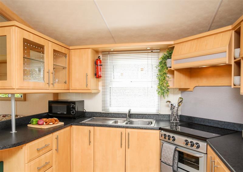 The kitchen at Bryn Hyfryd Caravan, Dulas near Moelfre