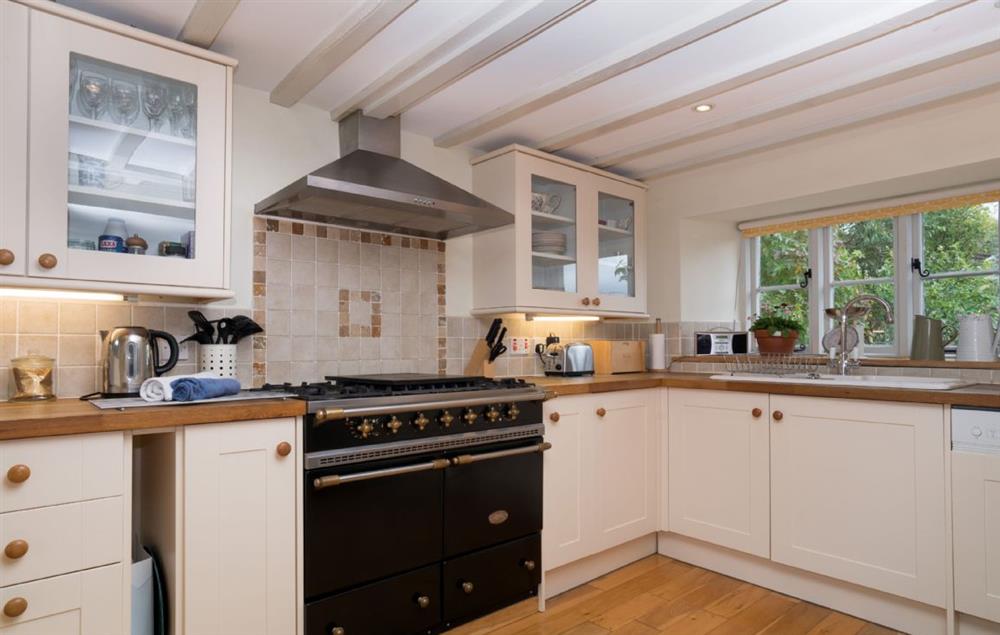 Fully fitted kitchen with Rangemaster cooker at Bryn Rhydd, Bodnant Estate