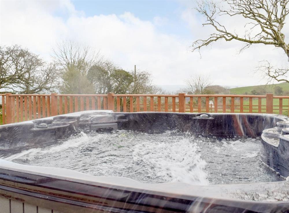 Luxurious hot tub at Brynhowell in Glandwr, near Narbeth, Dyfed