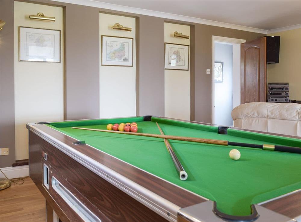 Pool table within games room at Brynhowell in Glandwr, near Narbeth, Dyfed