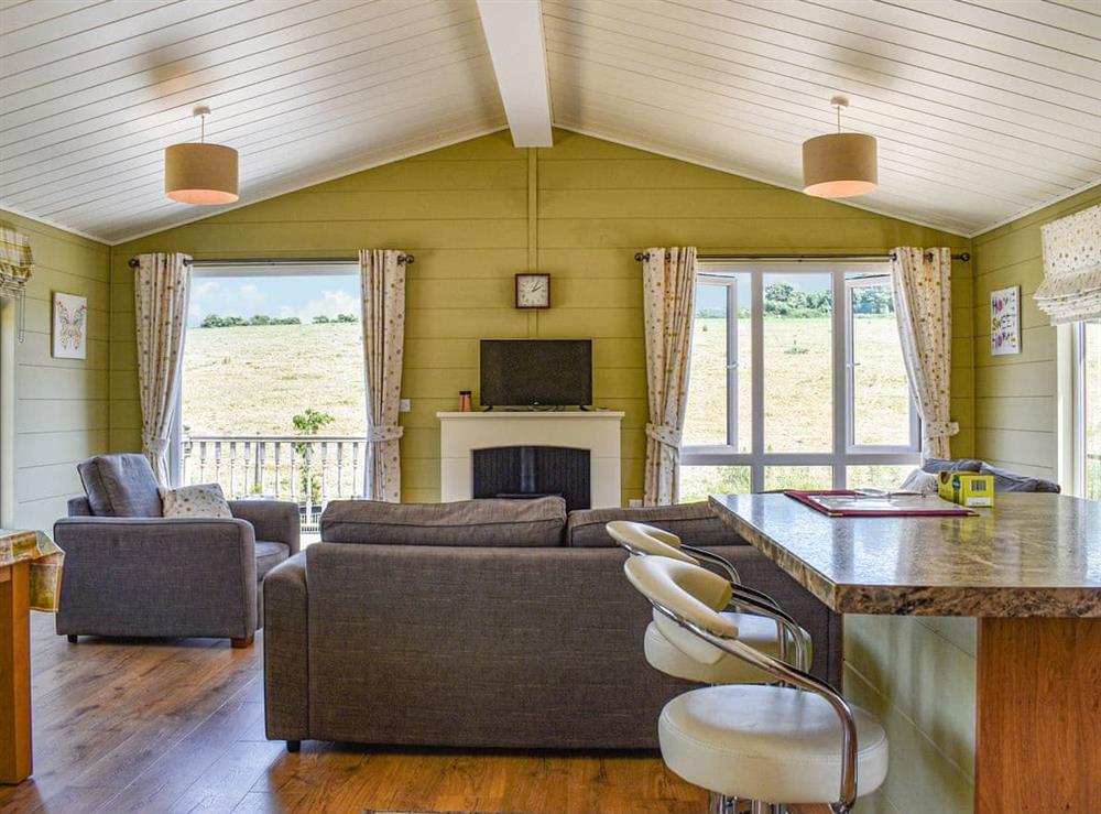 Open plan living space at Buckland Lodge in Pentridge, Dorset