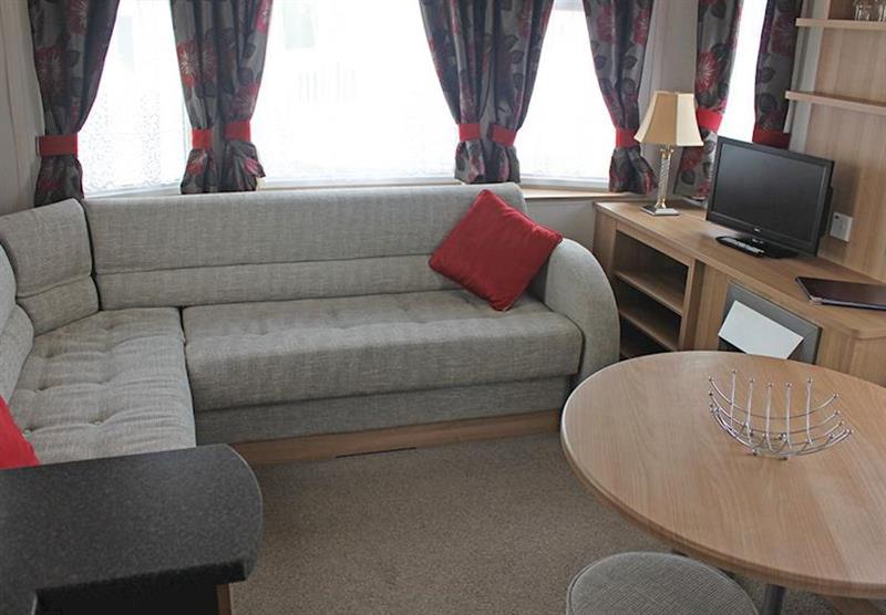 Living room in a typical Superior 2B caravan at Bucklegrove Holiday Park in Cheddar, Somerset
