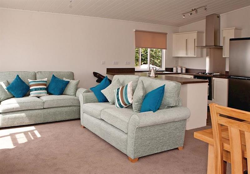 Living room in one of the lodges at Bucklegrove Holiday Park in Cheddar, Somerset