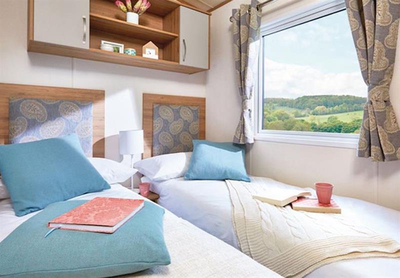 Twin bedroom in a Luxury caravan at Bucklegrove Holiday Park in Cheddar, Somerset