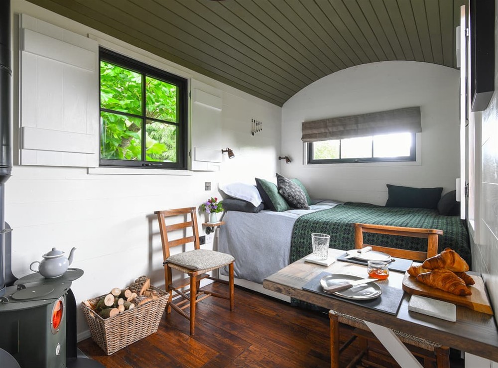 Open plan living space at Bugail Hut in Cardiff, South Glamorgan