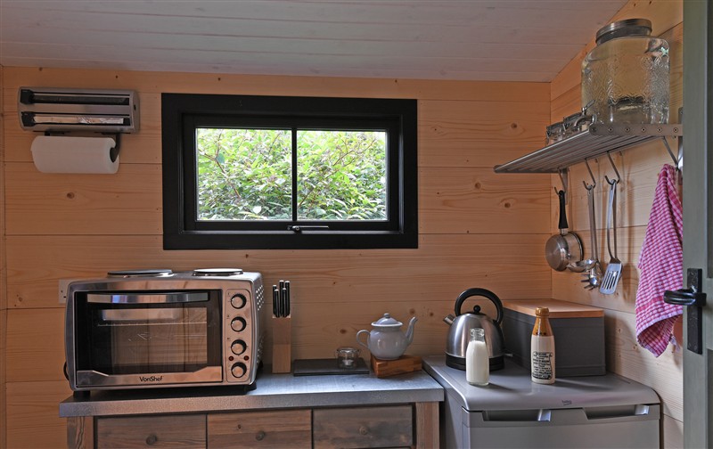 Kitchen at Bugail Hut, Tresillian Wood near Llantwit Major