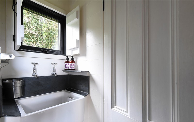 This is the bathroom at Bugail Hut, Tresillian Wood near Llantwit Major