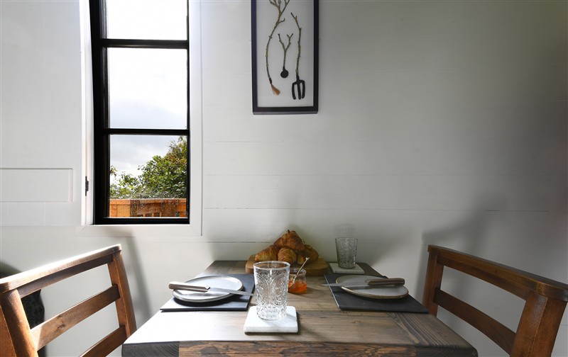 This is the dining room at Bugail Hut, Tresillian Wood near Llantwit Major