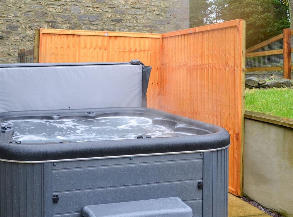 Wonderful relaxing hot tub at Bullions Farm Cottage in Consett, County Durham, Northumberland