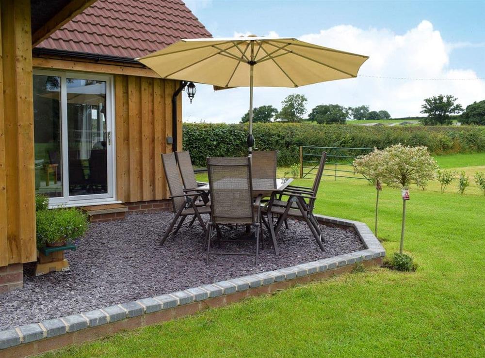 Sitting-out-area at Bumble Lodge in Crickheath, near Oswestry, Shropshire