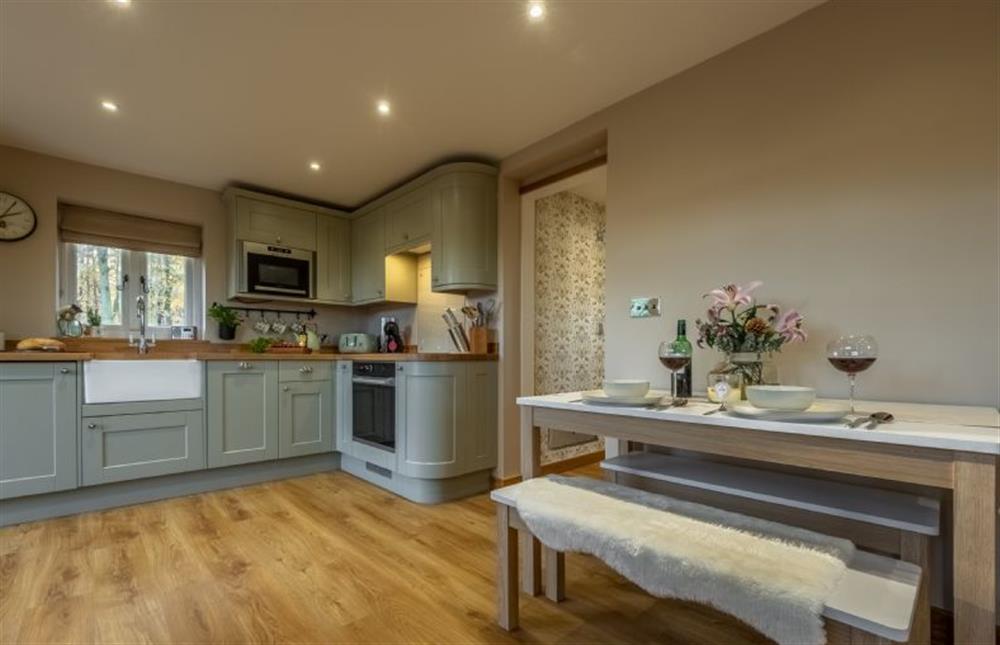 The kitchen is well-equipped at Bumblebee Cottage, Culford Heath near Bury Saint Edmunds