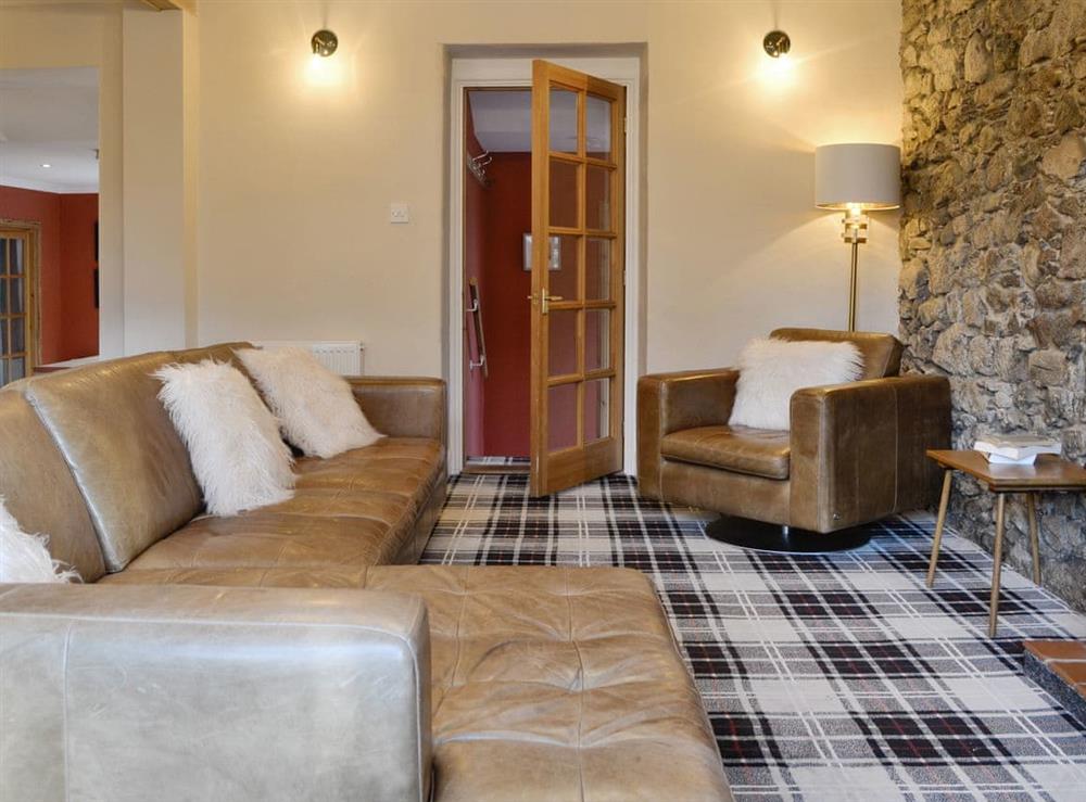 Stylish living area at Burnbrae Cottage in Bridgend of Lintrathen, near Forfar, Angus