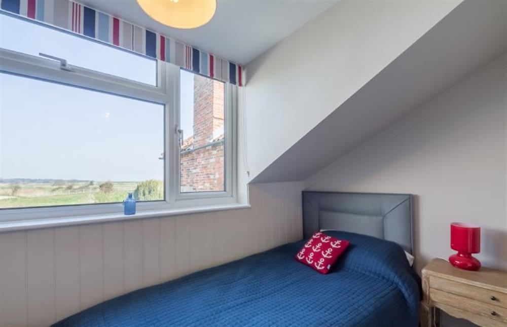 First floor: Single bed with lovely views at Burnham Cottage, Wells-next-the-Sea