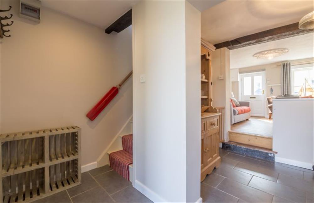 Ground floor: Kitchen/ Diner with steep stairs to first floor at Burnham Cottage, Wells-next-the-Sea