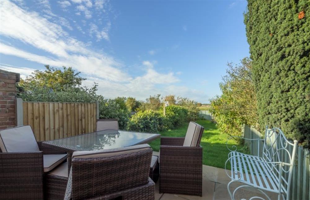 secluded patio and garden  at Burnham Cottage, Wells-next-the-Sea