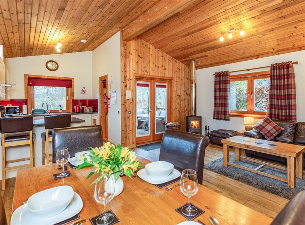 Open plan living space at Burnside Lodge in Torlundy, near Fort William, Inverness-Shire