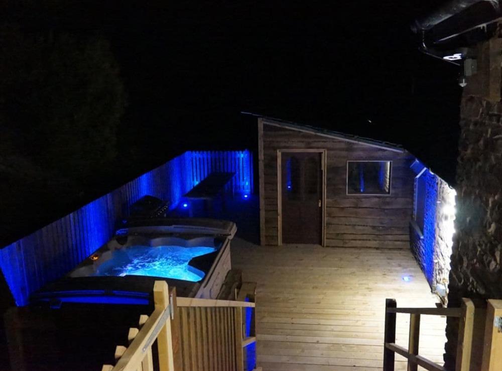 Hot Tub at night at Burrills View in Horderley, near Craven Arms, Shropshire