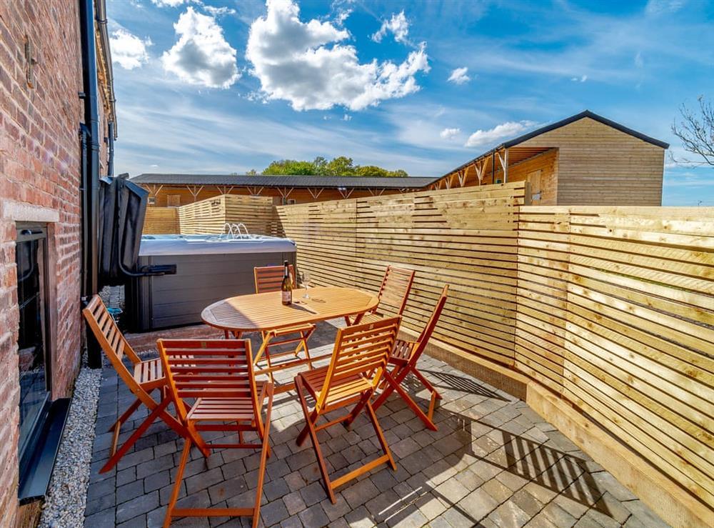 Sitting-out-area at Burrow Hill Farm Barn C in Corley, Warwickshire