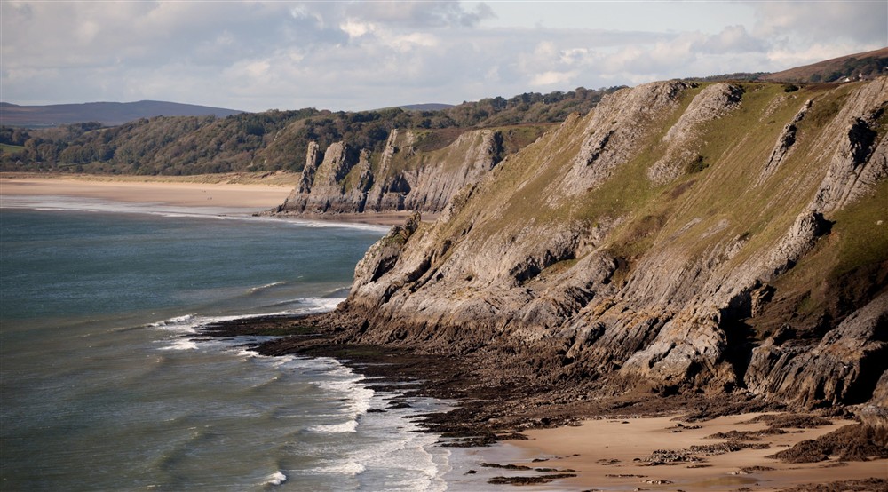 A view across Pennard Cliffs at Burrows Cottage in Swansea, South Wales