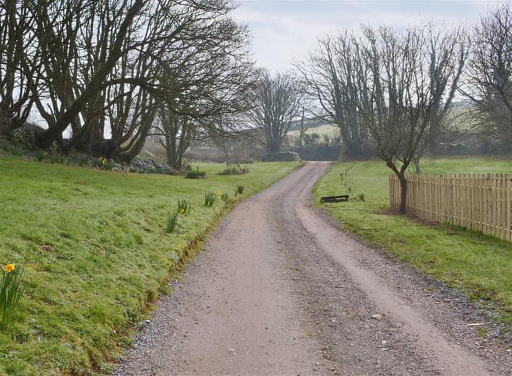 Entrance to the properties via the private access road at The Hayloft, 